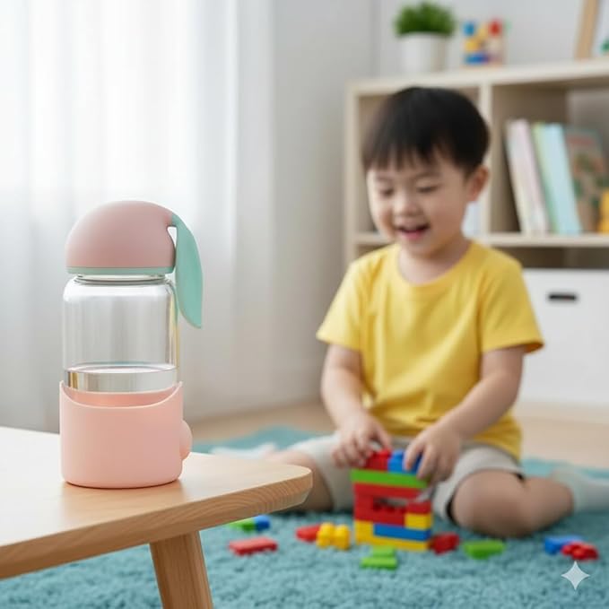 Bunny Ear Glass Water Bottle