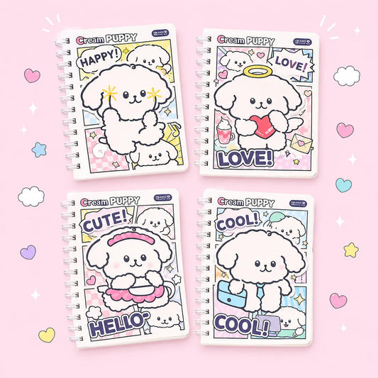 Cream Puppy Spiral Diary with Stickers