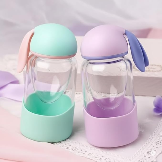 Bunny Ear Glass Water Bottle
