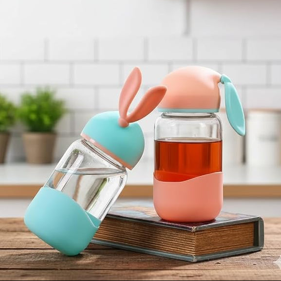 Bunny Ear Glass Water Bottle