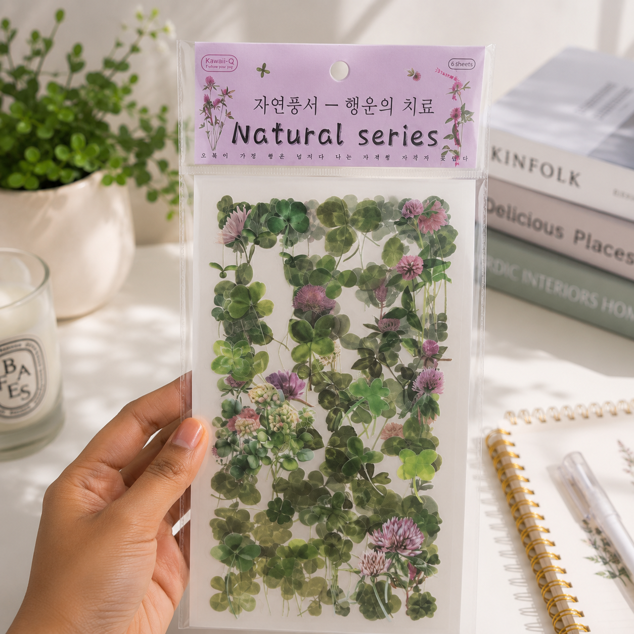 Lucky Leaf with Flowers Sticker