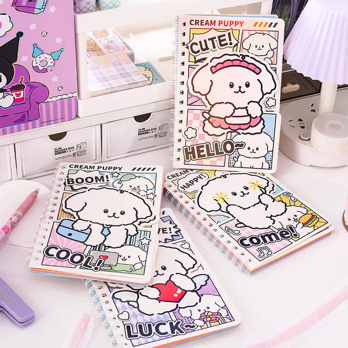 Cream Puppy Spiral Diary with Stickers