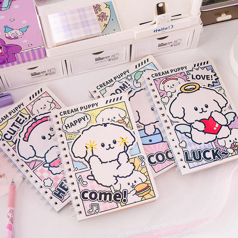 Cream Puppy Spiral Diary with Stickers