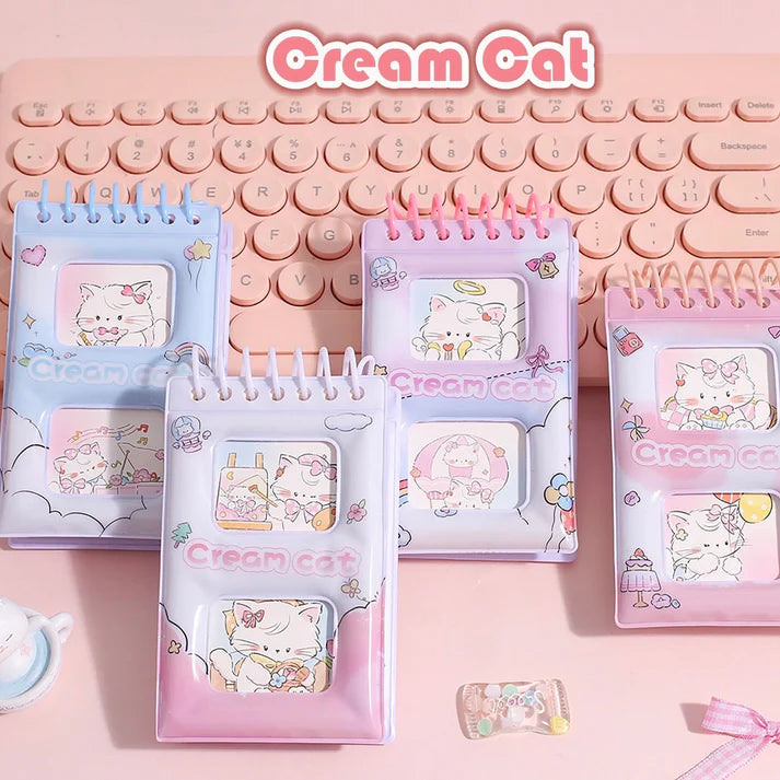 Cream cat mini spiral notepad