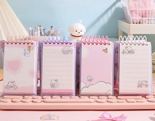 Cream cat mini spiral notepad
