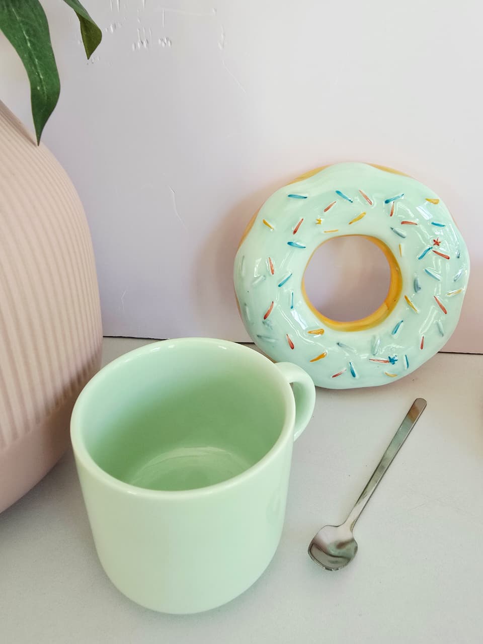 Donut Saucer Ceramic Mug
