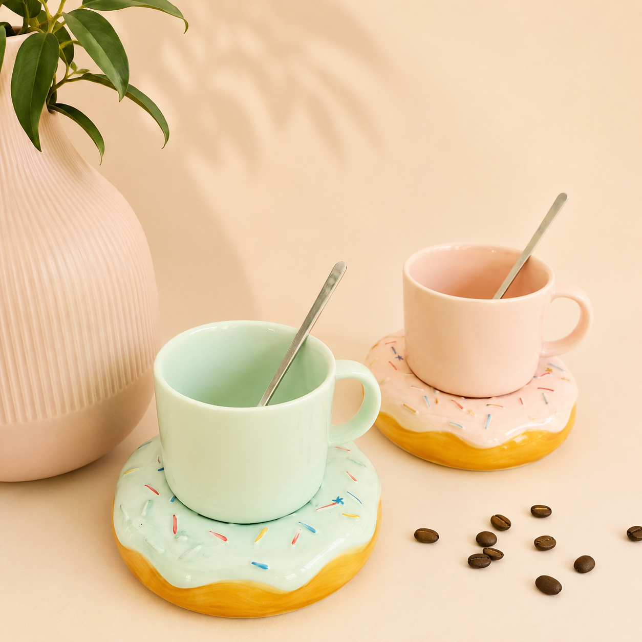 Donut Saucer Ceramic Mug