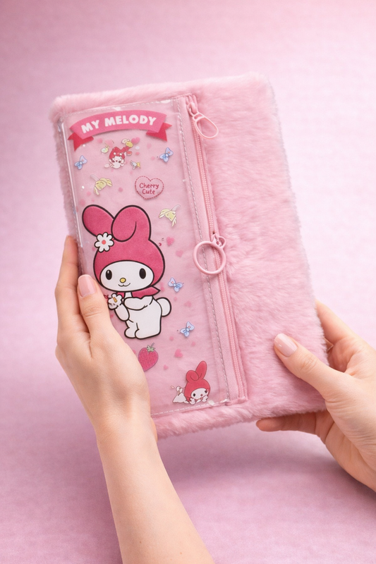 My melody theme fur diary with attached pouch