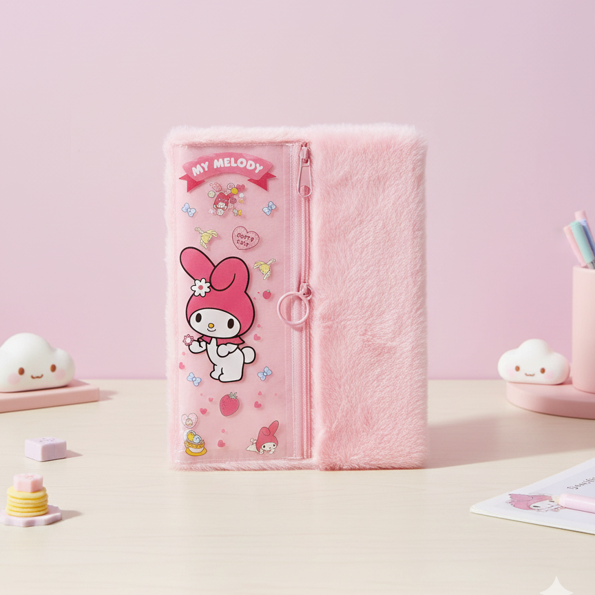 My melody theme fur diary with attached pouch
