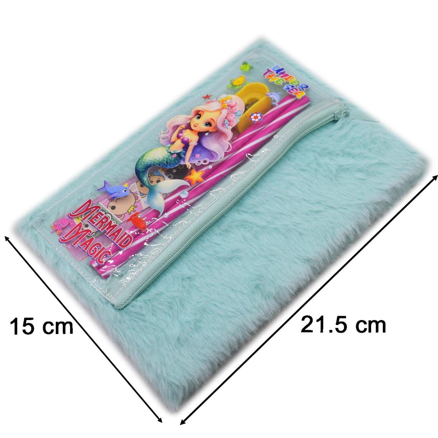 Mermaid theme fur diary with attached pouch