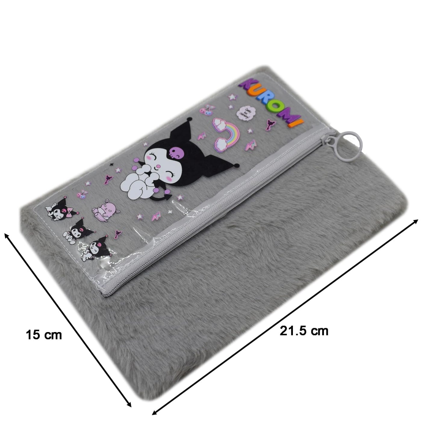 Kuromi theme fur diary with attached pouch