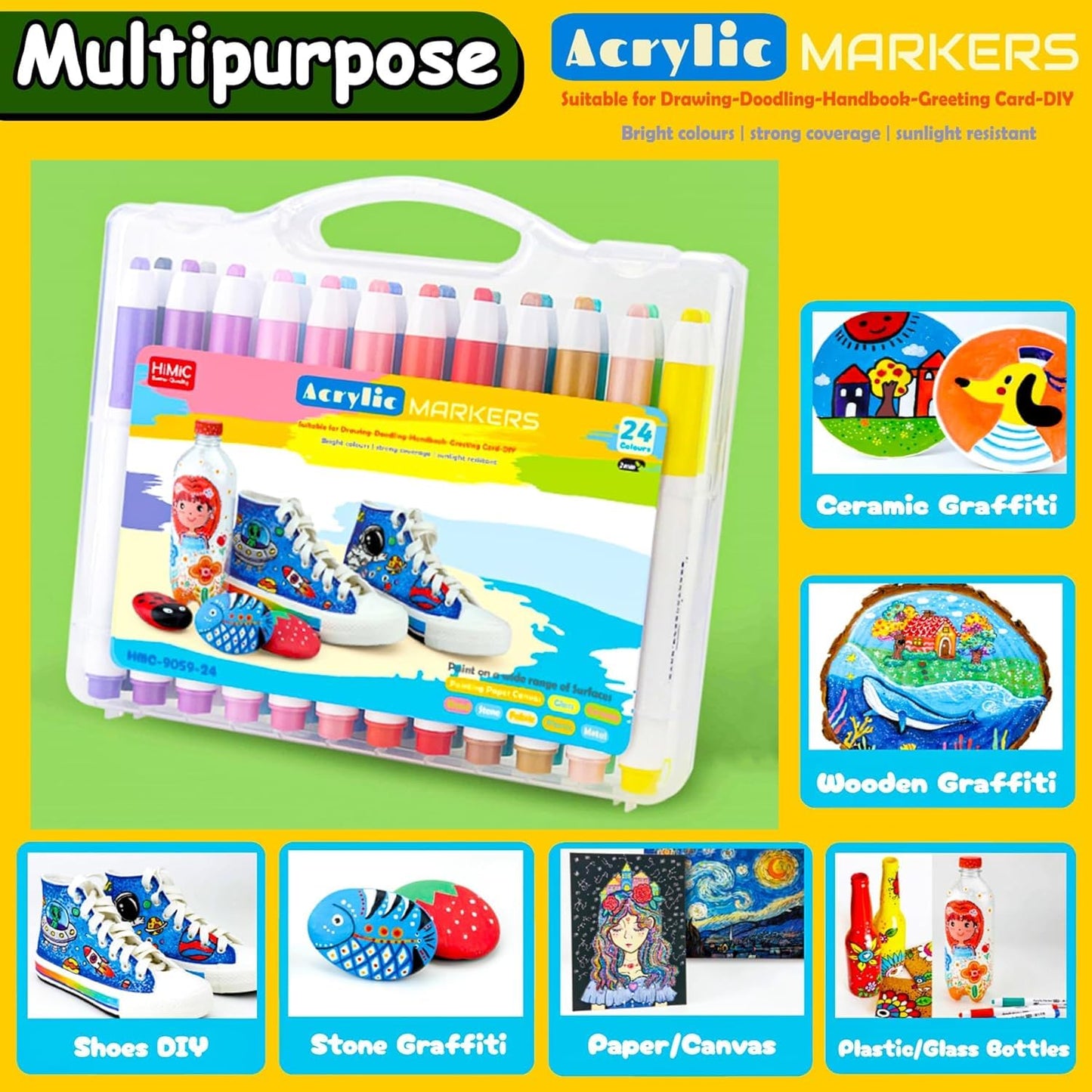 HiMiC Acrylic Markers 24 Colours Set