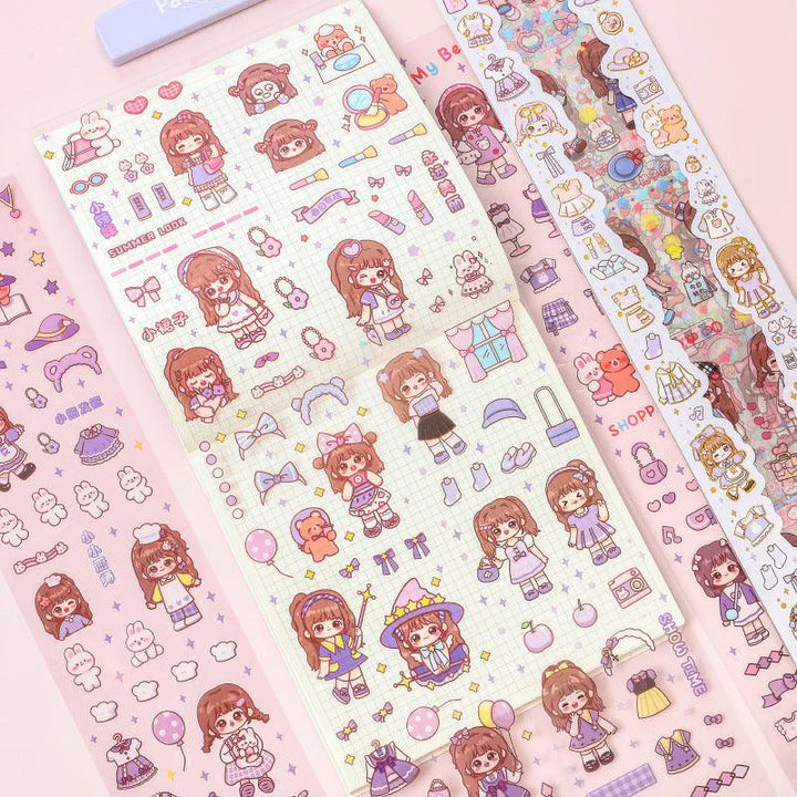 Kawaii Girl Long Sheet Stickers