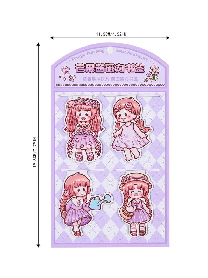 Kawaii Girl Magnetic Bookmarks with Stickers