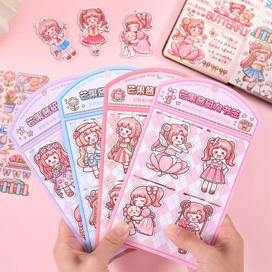 Kawaii Girl Magnetic Bookmarks with Stickers