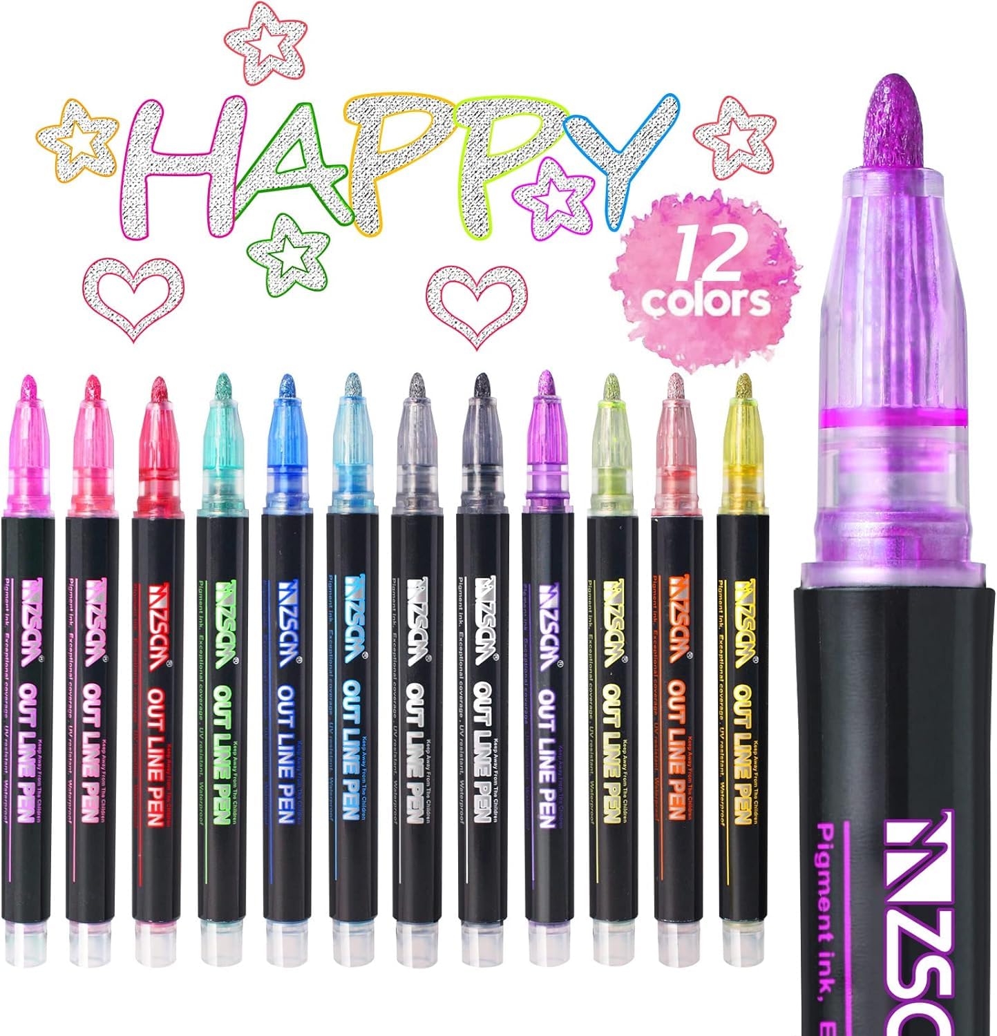 Outline Pen - 12 colour set