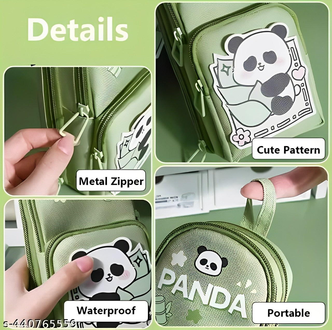 Panda 6 Pocket Pencil Pouch