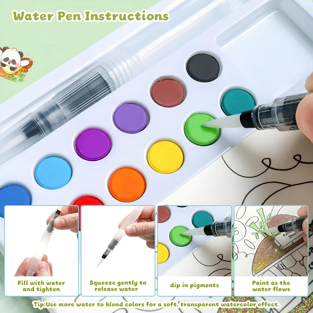 Panda Watercolouring Book
