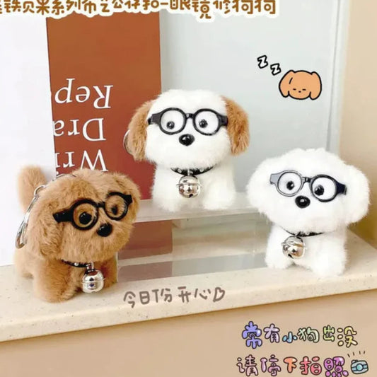 Cute Puppy with Specs Keychain