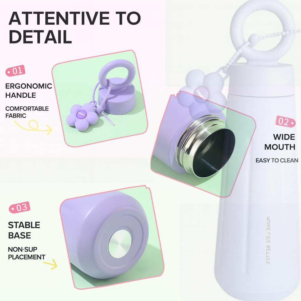 Flower Charm Stainless Steel Water Bottle