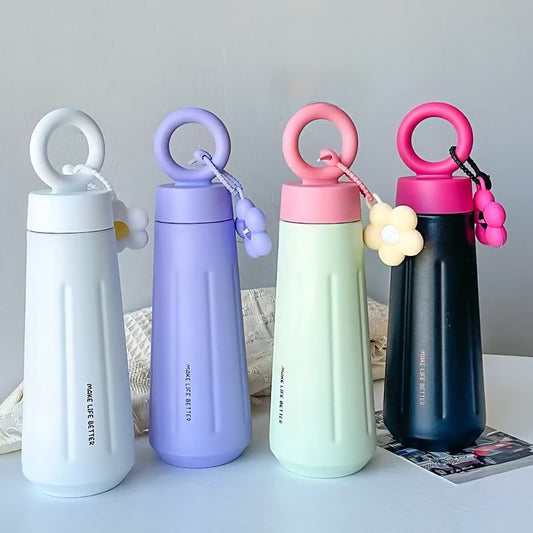 Flower Charm Stainless Steel Water Bottle