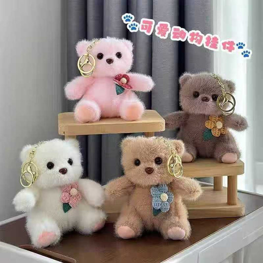 Teddy Bear with Flower Keychain
